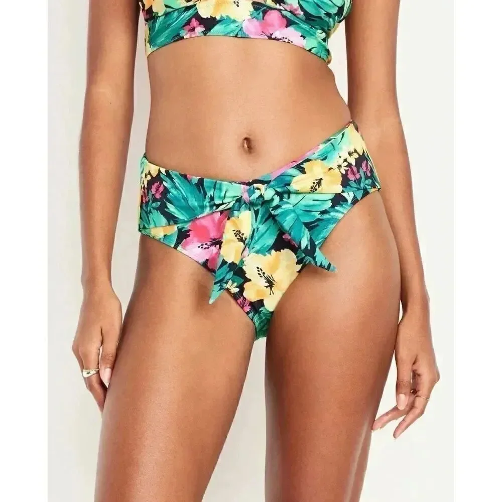 Old Navy Tropical Floral High-Waisted Bikini Swim Bottoms SZ XS